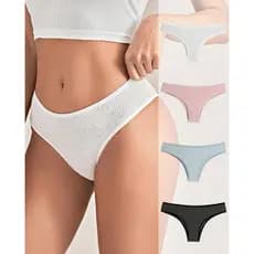 KIT 5 Calcinha feminina canelada tanga confortavel larga moda blogueira