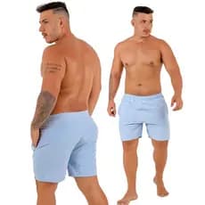 Short masculino mauricinho linho alfaiataria tecido grosso cinza bege azul verde