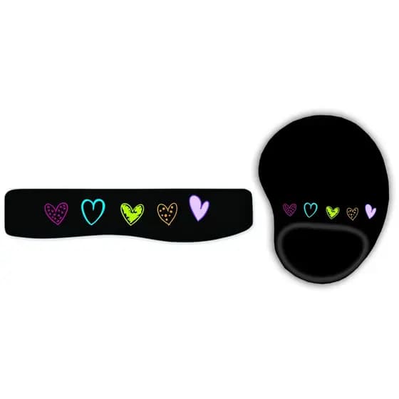 Kit Apoio de Teclado + Mouse Pad Ergonômico Corações