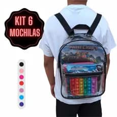 Mochila Cristal Transparente Atacado Revenda 6 Unidades