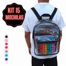 Mochila PVC Cristal Transparente Atacado Revenda 15 Unidades