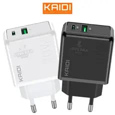 Carregador turbo 20w 2 Usb c Original Kaidi Carregador rapido 2 Portas