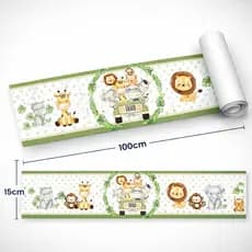 Faixa Decorativa Safari Animais Adesivo Parede Para Quarto Bebê Zoo Infantil