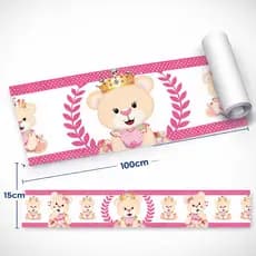 Faixa Decorativa Para Quarto Menina Ursinha Princesa Rosa Pink Delicada