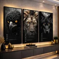 Quadros Decorativos Motivacional 122x60cm Mdf Leão Foco Disciplina Sala