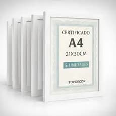Quadro 5 Molduras A4 Para Certificados Diplomas Certidão Declaração 21x30 Com Acetato