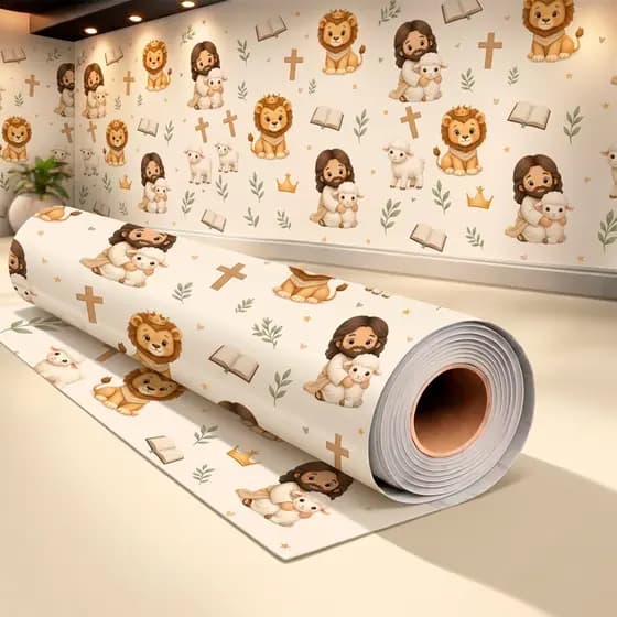 Papel de Parede Infantil Cristão Gospel Jesus Leão de Judá Quarto Criança Bebe Adesivo