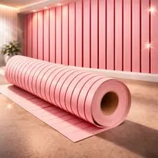 Papel de Parede Ripado Rosa Rosê Autocolante Vinil 3D Lavável Decorativo Quarto Feminino Sala Moderna Luxo