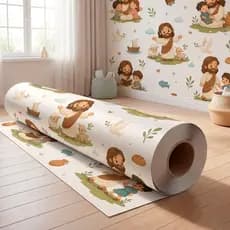 Papel de Parede Adesivo Para Quarto Infantil Bebe Bíblico Jesus Cristão Gospel
