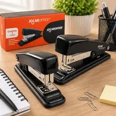 Kit 2 Grampeadores Metal Preto 25 Folhas 11,5cm Escola Escritório Home Office Papelaria