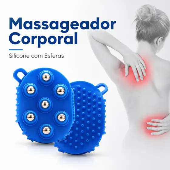 Luva Massageadora 7 Esferas Metálicas 360° Massagem Terapêutica Corpo Costas Pescoço