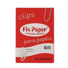 Clips 8/0 Galvanizado Caixa com 25 Unidades Prendedor de Papel Escritório Escola Home Office