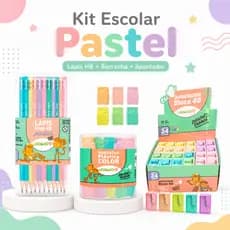 Kit Escolar Trend Pastel 72 Lápis 24 Borrachas 24 Apontadores Material Volta às Aulas Infantil