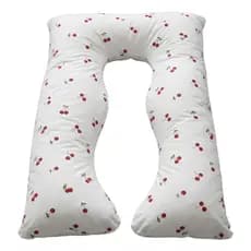 Travesseiro De Corpo Gestante 130x80cm Com Fronha Zíper Percal Estampada Cerejas Macio Confortável Enxoval Premium