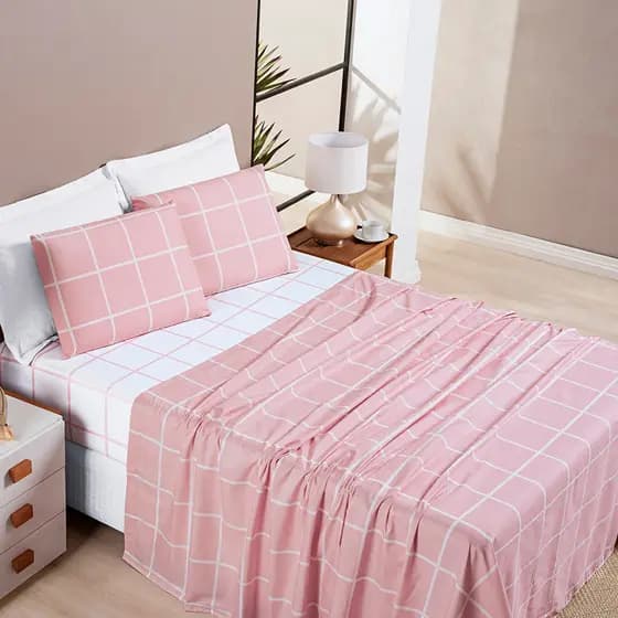 Jogo De Cama Casal Austin 4 Peças 200 Fios Micropercal Macio Confortável Elegante Enxoval Cama Padrão Premium