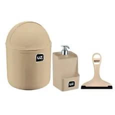 Kit Porta detergente e Lixeira para Pia 4 Litros Capuccino - UZ - L.C Magazine