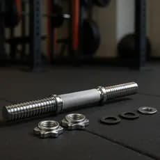 Barra Halteres 35cm Halter para Academia Musculação Cromada Maciça 28mm com Rosca Presilha