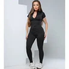 Macacão Gringo Longo Baby Look de Calça Com Ziper Fitness Balada Treino