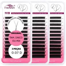 Kit 3 Cílios Fadvan Y Volume Brasileiro Extensão De Cilios Fio YY Alongamento Retenção Adesivo Cola