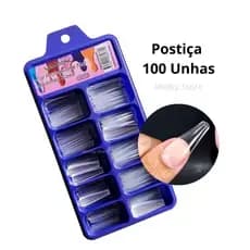 Tips Unha Postiça 100 unhas Bailarina Realista Caixa Azul ABS