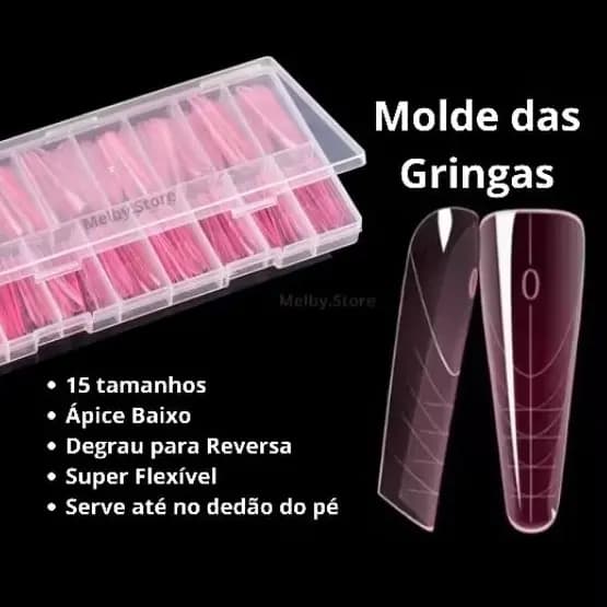 Molde das Gringas Molde f1 Mandorla 14 tamanhos colorido ápice baixo unha gel Curvatura C