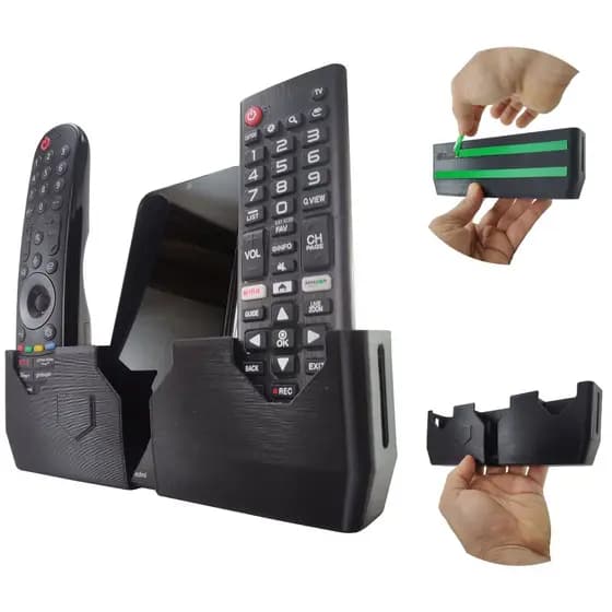 Suporte Organizador de Parede Adesivo p/ 2 Controles Remoto e Celular Universal - TV, Ar Condicionado, Ventilador