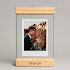 Porta Retrato Quadrinho 10x15 Madeira Pinus Vidro Duplo Foto Flutuante Decoração Presente Personalizado Casamento