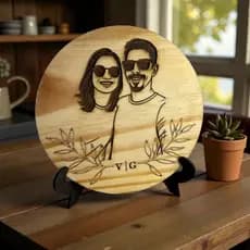 Placa Decorativa Redonda em Madeira com Gravação a Laser Personalizada