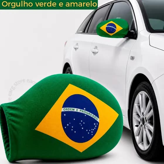 Capa Retrovisor Carro Bandeira Brasil Copa do Mundo Bandeirinha Ajustável Alta Qualidade