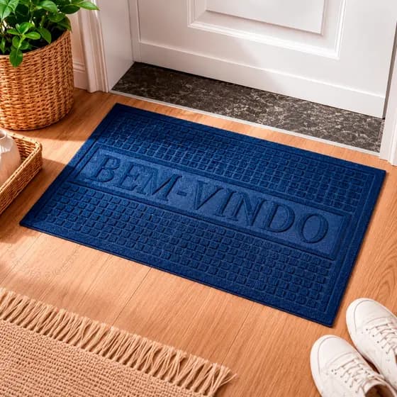 Tapete Capacho Bem Vindo Emborrachado PVC Antiderrapante Para Porta Entrada