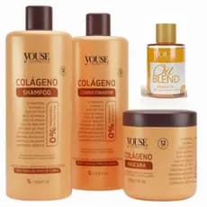 Kit Tratamento Shampoo Condicionador e Máscara Colágeno 12 Benefícios 500gr YOUSE