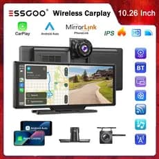 ESSGOO 10.26 Polegadas Centro Multimídia Portátil Carplay Android Auto Car Radio Video Player Gravador De Condução HD To