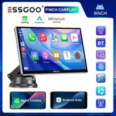 ESSGOO 9 Polegada Portátil CarPlay Multimídia Android Auto Car Radio Video Player Touch Screen Com USB AUX Para Câmera D
