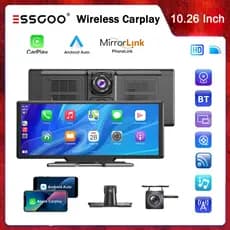 ESSGOO Carplay Android Auto Car Radio Multimídia Video Player Gravador De Condução Portátil 10.26 Polegadas HD Touch Scr