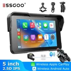 (Entrega local) ESSGOO Player Removível para Motocicleta com Tela HD de 5 polegadas Compatível com CarPlay/Android Auto
