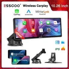 ESSGOO Sem Fio 10.26 Polegada CarPlay Android Auto HD Tela De Toque Centro Rádio Do Carro Multimídia Player Vídeo USB/AU