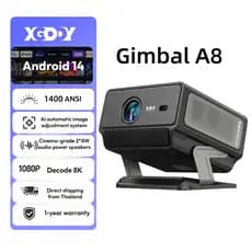 ~Novo~ Projetor XGODY Gimbal A8 1400 ANSI 2+16GB com Calibração Inteligente, Projetor Portátil com Android 14.0