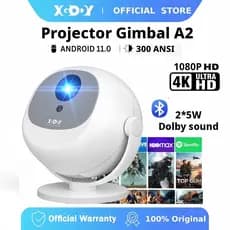 Projetor XGODY Gimbal A2 Android 11 HD 1080P Foco Elétrico Alto-Falante Embutido 2x3W 300 ANSI Home theater