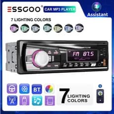 ESSGOO Único Din Rádio Do Carro 1 Bluetooth MP3 Jogador Subwoofer Multimídia Música Autoradio USB/AUX/FM