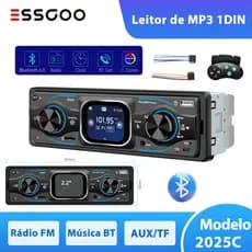 ESSGOO 1 Din MP3 2.2 " Tela MP3 Player De Carro Rádio Estéreo Bluetooth 6.0 Receptor FM Tipo-C Carregamento AUX/TF Cartã