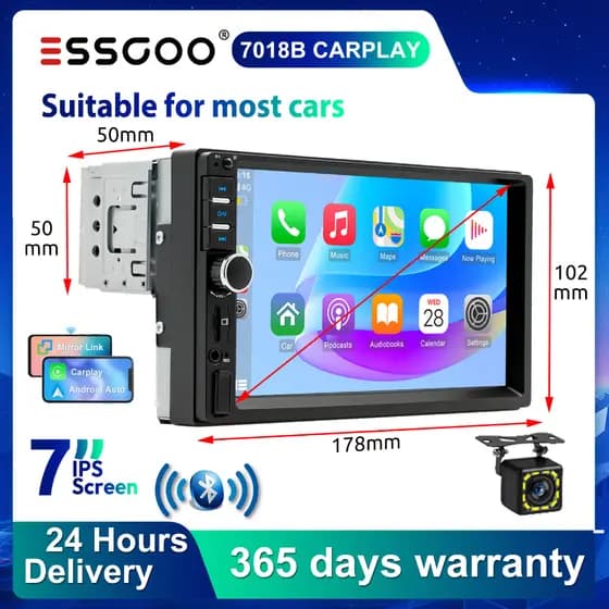 ESSGOO 7018B 1/2 Din Car Stereo 7 Polegadas HD Áudio Rádio Touch Screen Monitor MP5 Player Suporte TF FM BT USB Câmera