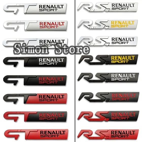 12.5x2.1cm GT RS Renault Esporte Logotipo Lateral Do Carro Fender Adesivo Emblema Para Kangoo Clio Megane Auto Corpo Dec
