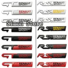12.5x2.1cm GT RS Renault Esporte Logotipo Lateral Do Carro Fender Adesivo Emblema Para Kangoo Clio Megane Auto Corpo Dec
