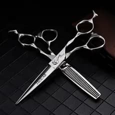 Tesoura De Cabelo Profissional De 6 Polegadas , Alta Qualidade , Conjunto De Tesouras De Cabeleireiro , Corte + Desbaste