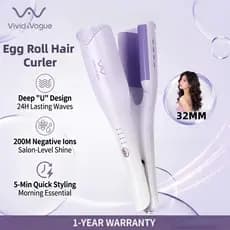 Novo Vivid & Vogue Rolo De Ovo Modelador De Cabelo Revestimento Cerâmico Íon Negativo 32mm