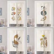 Cortina De Porta Japonesa Para Sala De Estar , Quarto , Cortinas Divisórias Com Estampa De Gato , Entrada De Cozinha , M