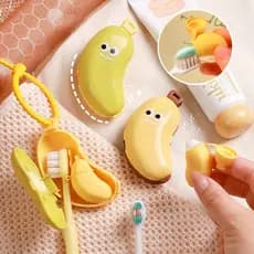 2 Em 1 Banana Escova De Dentes Capa Protetora Clipe De Armazenamento De Plástico Portátil Viagem À Prova De Poeira Organ