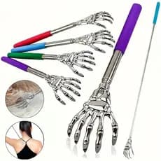 Ajustável Fantasma Mão Volta Massageador De Aço Inoxidável Telescópico Coceira Garra Scratcher Portátil Cócegas Coçar Fe