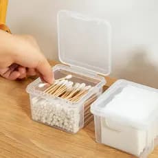 Cotonete De Algodão Organizador Cosmético Grande Capacidade Caixa De Armazenamento Transparente Banheiro Maquiagem Almof
