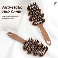 Pente De Alisamento De Cabelo Em Forma De Torre De Pinho , Cabeça De Massagem Fofa , Escova Antiestática , Cerdas Costel